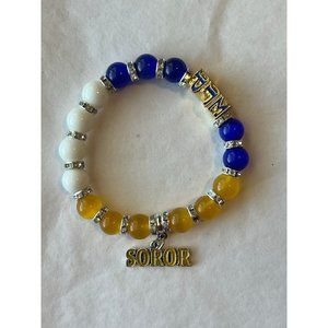 Sigma Gamma Rho Bling Natural Agate Soror Charm Bracelet